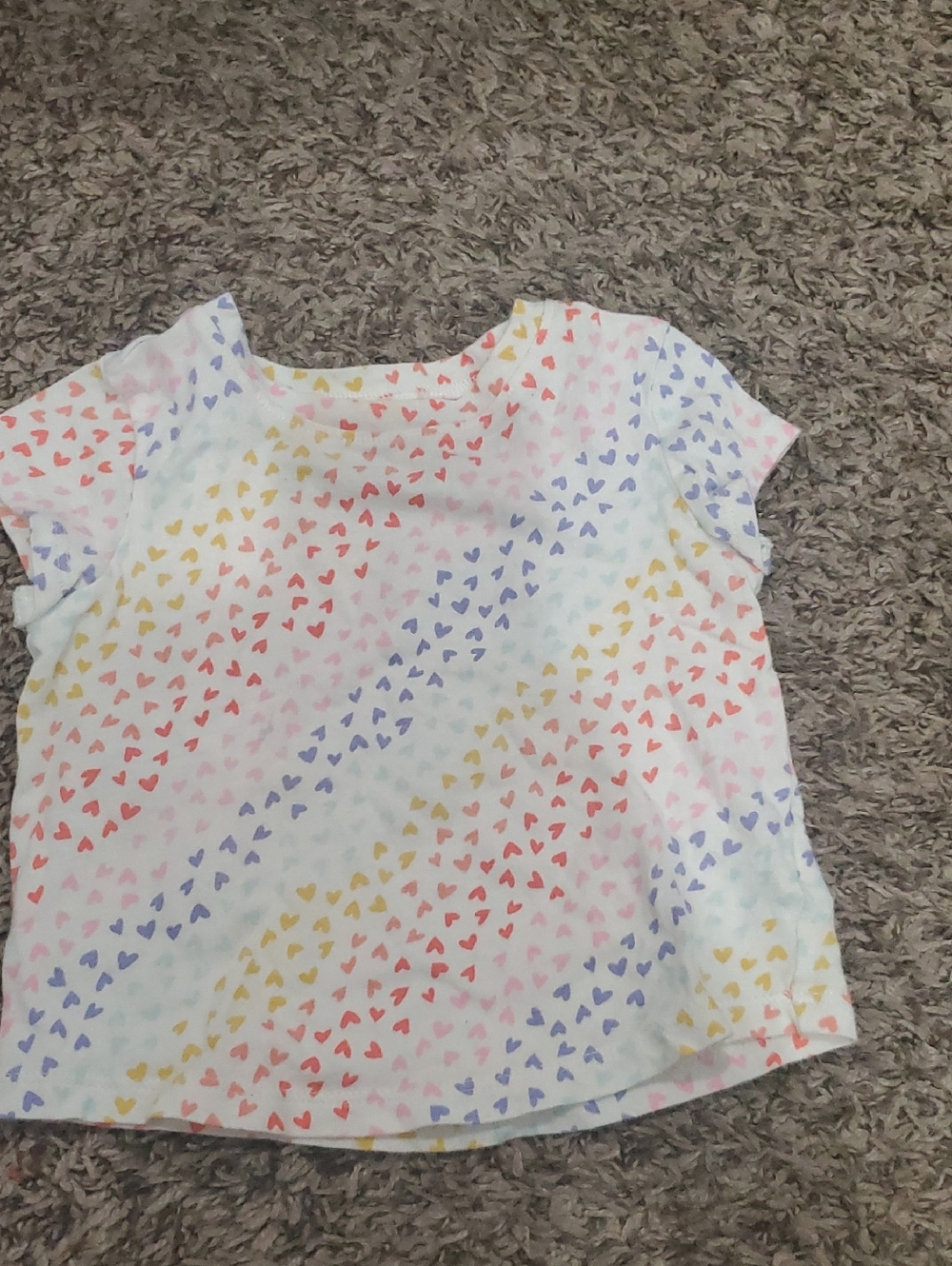Old Navy White Short Sleeve Tee with Rainbow Heart Print